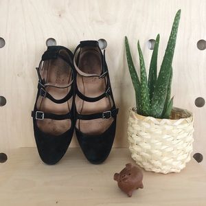 Suede Black Flats
